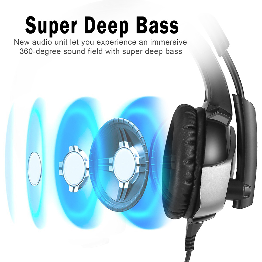 ONIKUMA K5 Gaming Headset with Mic Stereo USB LED Headphones for PS4 XBOX One PC Laptop Mac - Blue