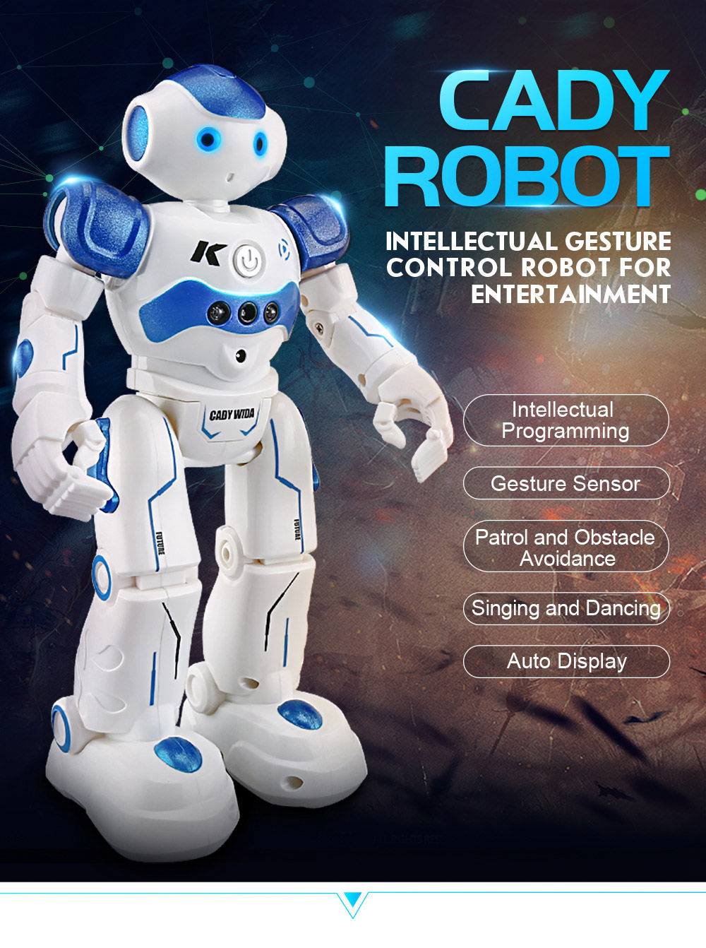 JJRC R2 RC Robot Intelligent Programming Gesture Control Dancing Robot Toy RTR - Blue