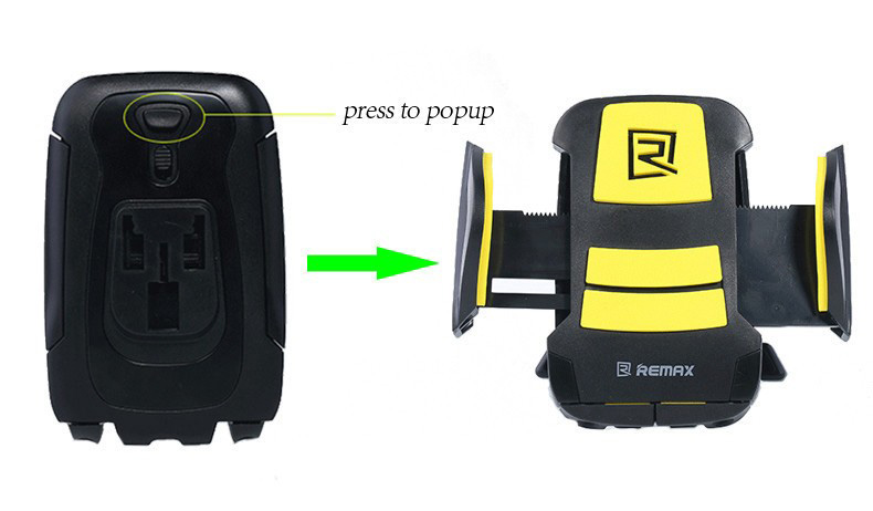 Remax RM-03 Car Mount Holder Stand Universal Air Vent Mobile Phone Holders Stands Bracket 360 Degrees Rotation - Black + Yellow