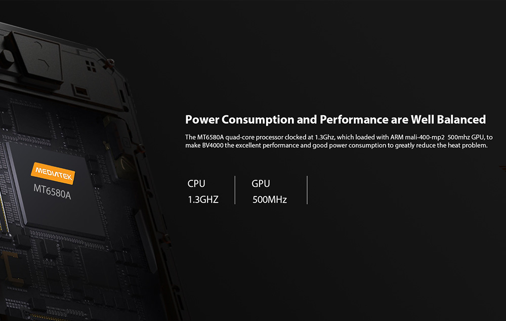 [HK Stock]Blackview BV4000 4.7 Inch IP68 waterproof Smartphone Corning Gorilla Glass 3 Screen Dual 8.0MP Rear Cam MT6580A Quad Core 8GB ROM Android 7.0 - Black
