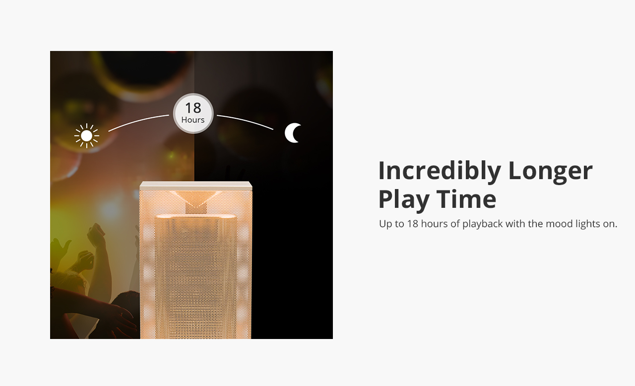 Tronsmart Beam 15W Wireless Bluetooth Speaker Solid Mesh Speaker with Deep Bass Mood Lights - Gold