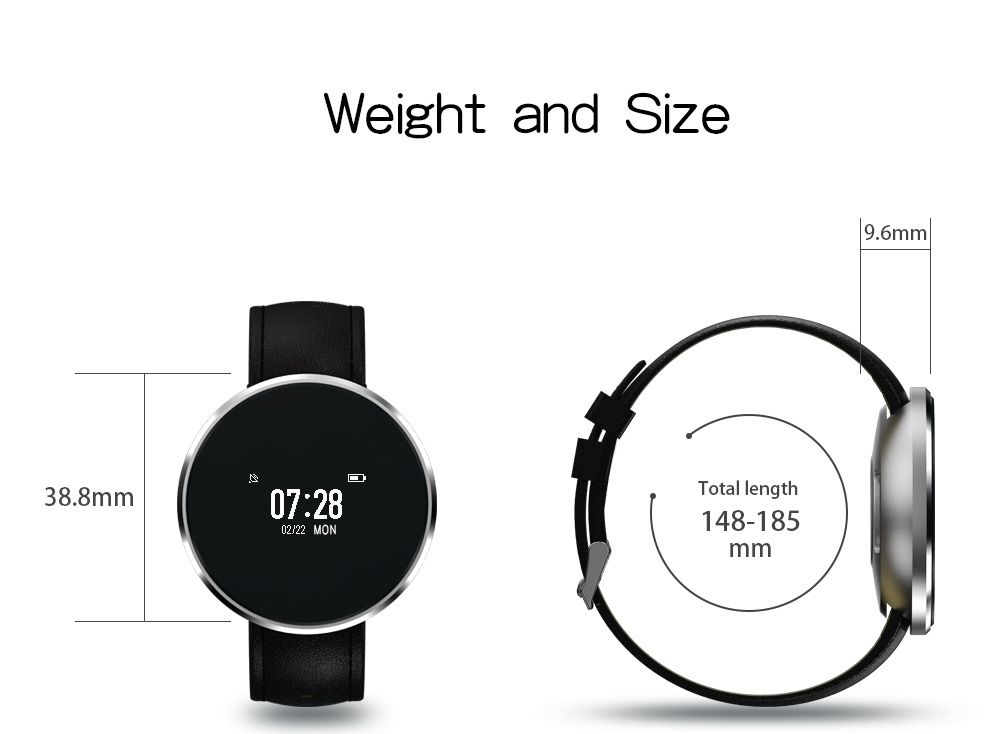 CF006 Smartwatch  0.96" OLED Display Bluetooth Heart Rate Blood Pressure Monitor Pedometer Compatible with iOS Android - Metal Black