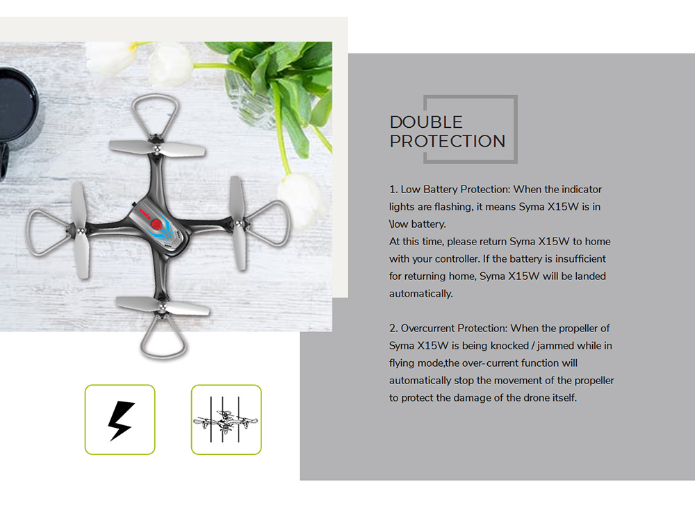 SYMA X15W 480P WIFI FPV With HD Camera Altitude Hold Mode 2.4G 6Aixs RC Quadcopter RTF - White and Black