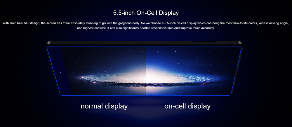 vkworld Mix Plus 5.5 Inch Smartphone Bezel-less Screen 3GB 32GB MT6737 Quad Core 13.0MP+8.0MP Cam Android 7.0 Touch ID AAC Speaker - Blue