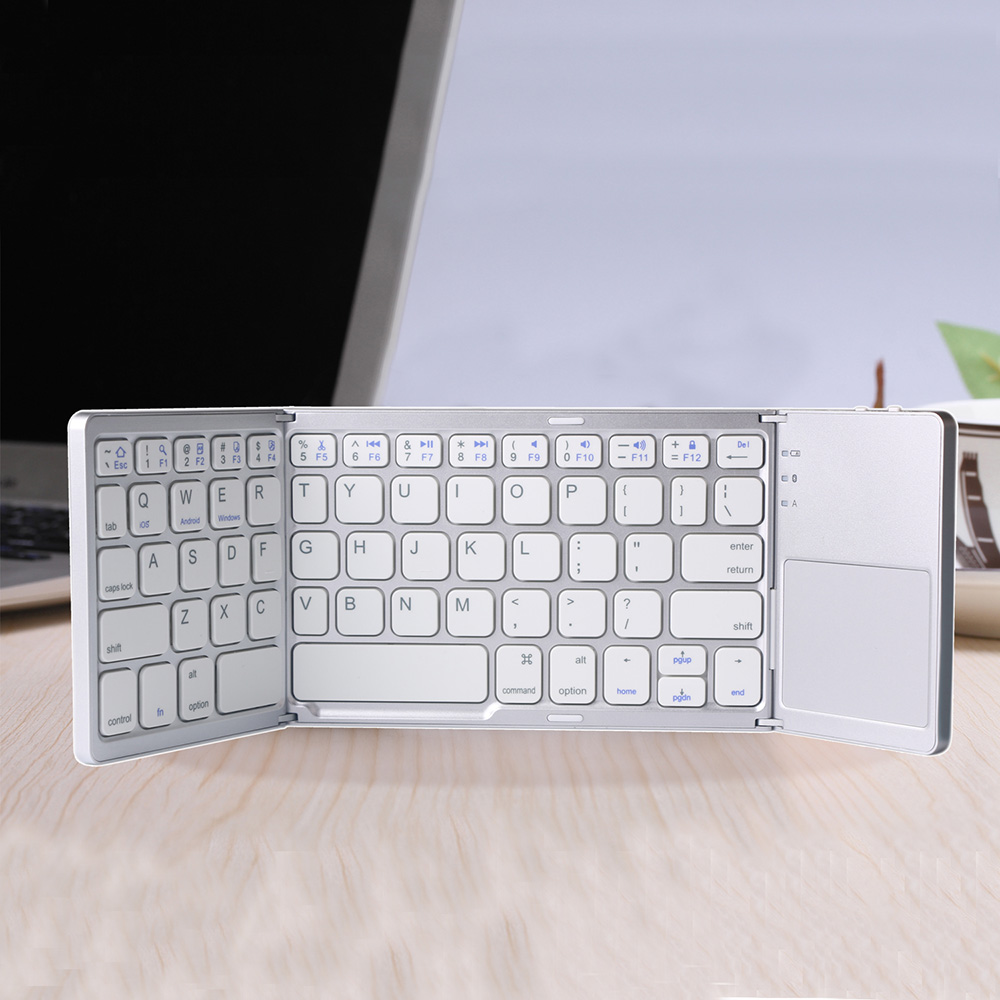 IPazzPort KP-810-75BT Full-size Tri-Fold 64-Key Bluetooth Keyboard with Touchpad  - Silver