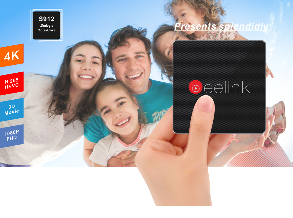 Beelink GT1 Android 6.0 Amlogic S912 4K KODI 2GB/16GB TV BOX 2.4G/5.8G WIFI Bluetooth Gigabit LAN HDMI - Black