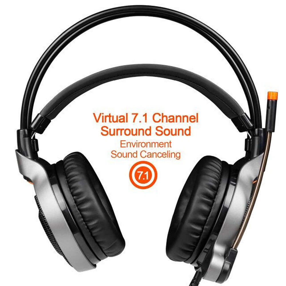 SADES R1 Gaming Headset with Mic Virtual 7.1 Surround Sound Noise-cancelling - Black