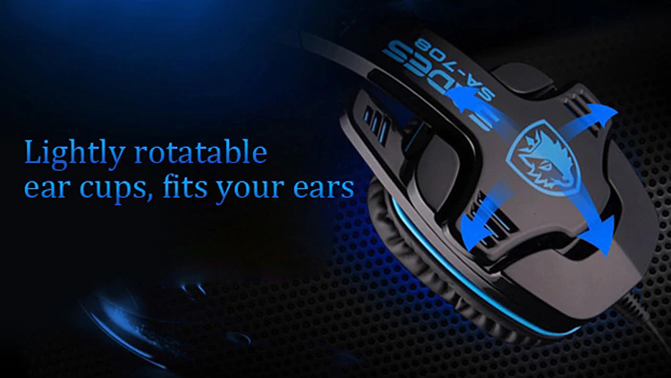 SADES SA-708GT Stereo Gaming Headset with Mic Noise Reduction 3.5mm Plug - Blue + Black