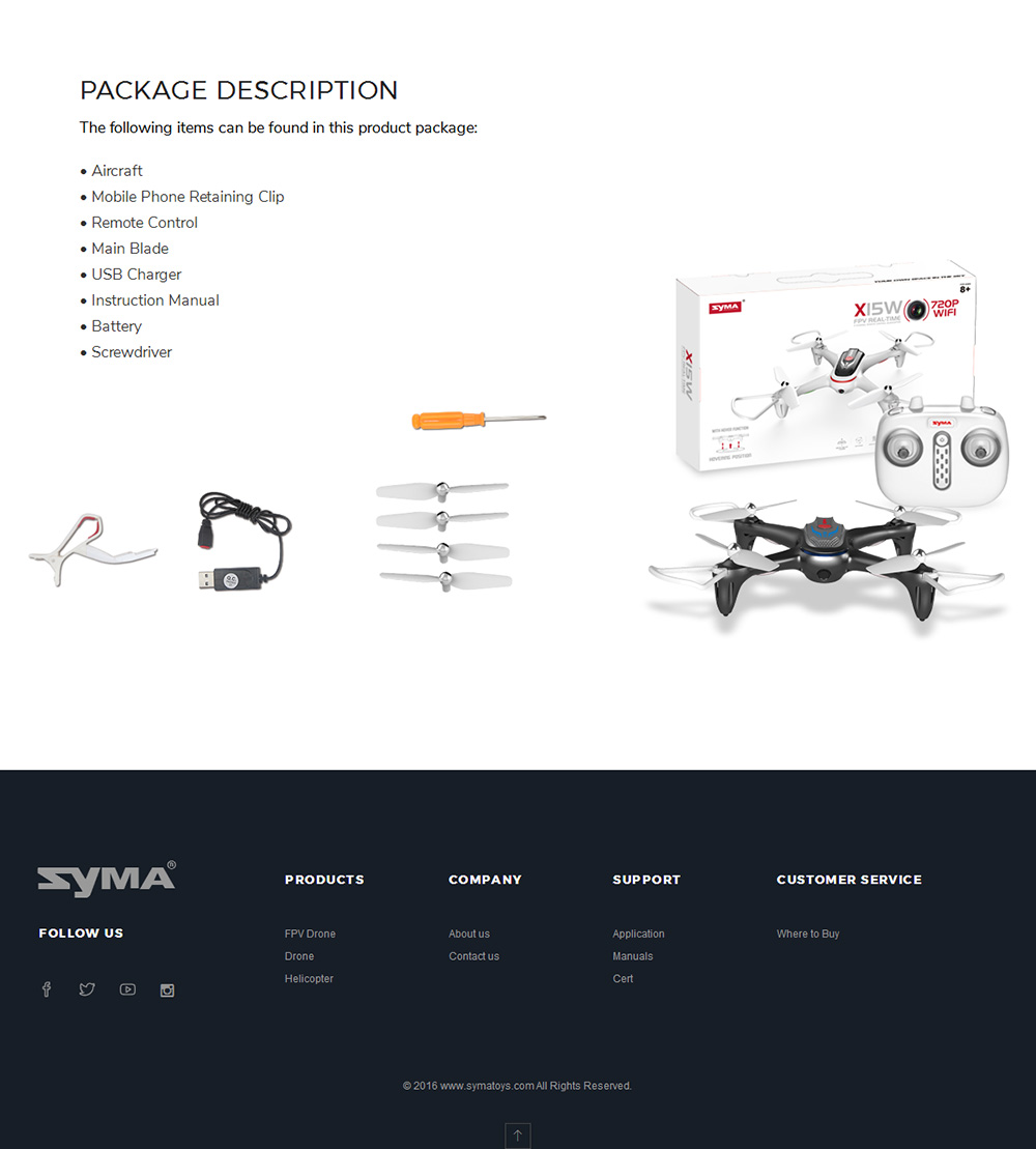 SYMA X15W 480P WIFI FPV With HD Camera Altitude Hold Mode 2.4G 6Aixs RC Quadcopter RTF - White and Black