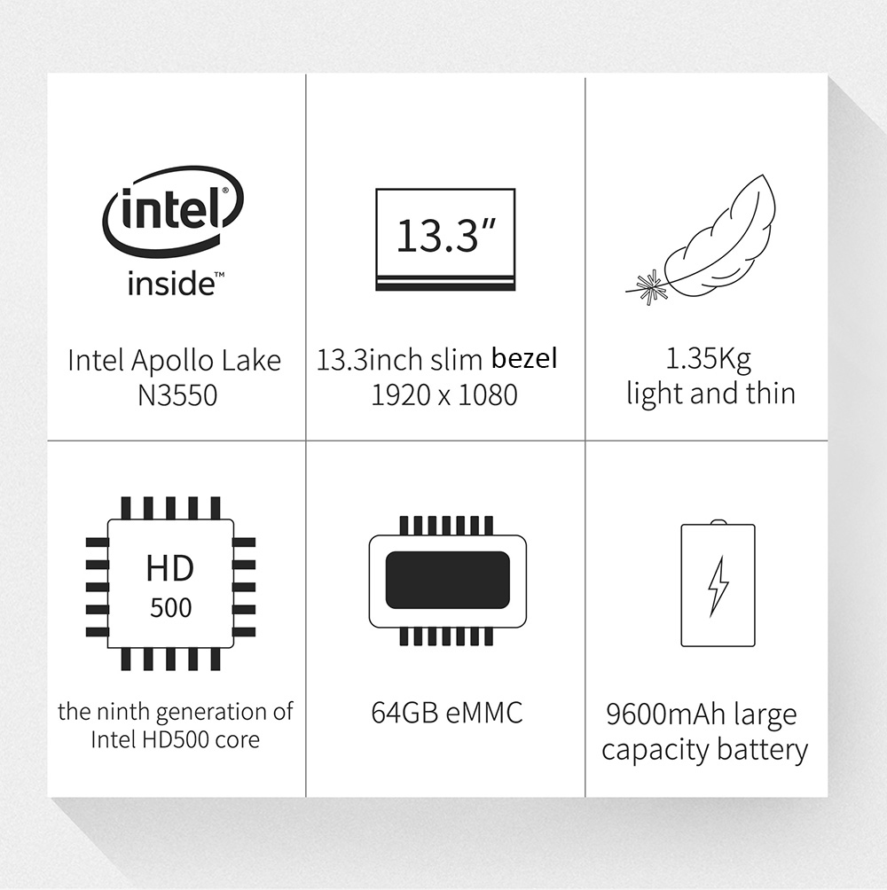 [HK Stock]Jumper EZbook 3SE 13.3" Notebook Laptop Intel Apollo Lake N3350 2.4GHz 3GB RAM 64GB ROM Windows 10 - Silver