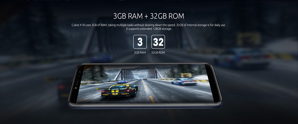 [HK Stock]Cubot X18 5.7 Inch Smartphone 18:9 HD Screen 16.0MP + 13.0MP Cam MT6737T Quad Core 3GB RAM 32GB ROM 4G LTE 3200mAh Touch ID - Blue