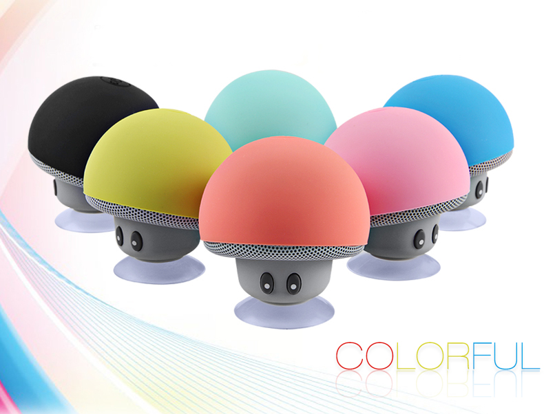 Mini Wireless Bluetooth Mushroom Portable Speaker with Mic Water-resistant Heavy Bass Stereo Music - Black