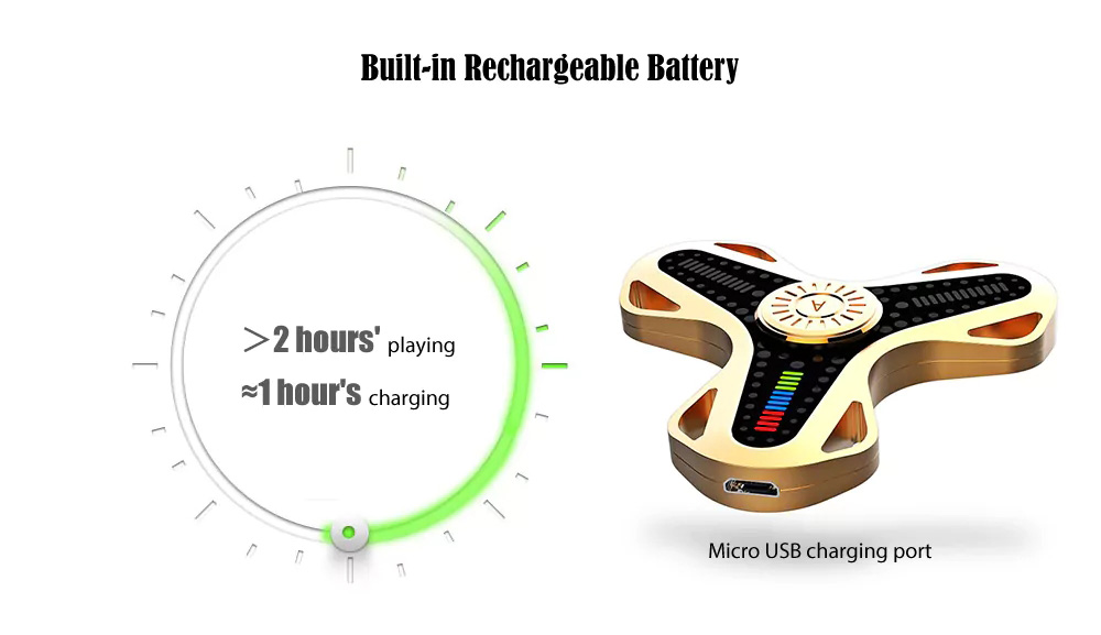 AiTURE Bluetooth 4.0 Three-blade Fidget Spinner APP Control Customizable LED Flash Patterns - Silver