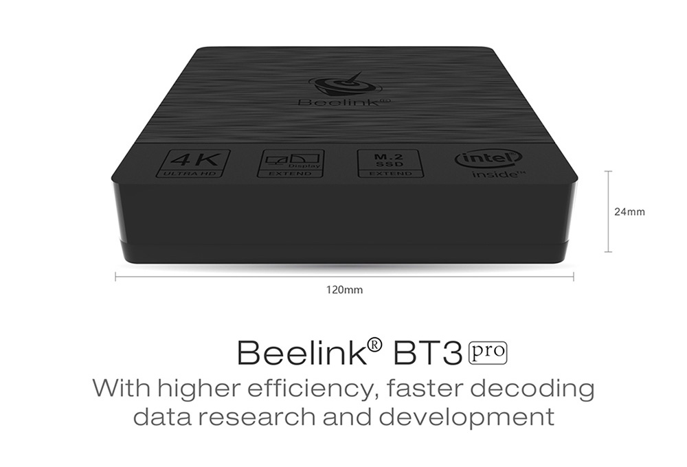 Beelink BT3 PRO Licensed Windows 10 64Bit MINI PC Intel Atom X5-Z8350 4GB/64GB 2.4G/5.8G WIFI Gigabit LAN HDMI VGA USB3.0 - Black