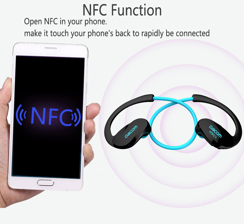 Dacom G05 Wireless Bluetooth Headphones with Mic NFC Noise Cancelling IPX4 Watr-resistant - Black + Blue