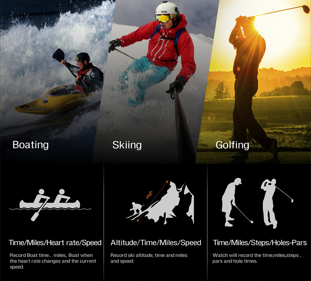 Makibe UPG06  Sport Smartwatch 1.21 Inch OLED Display GPS Bluetooth Heart Rate Monitor Fitness Tracker Smart Band with Compass - Black