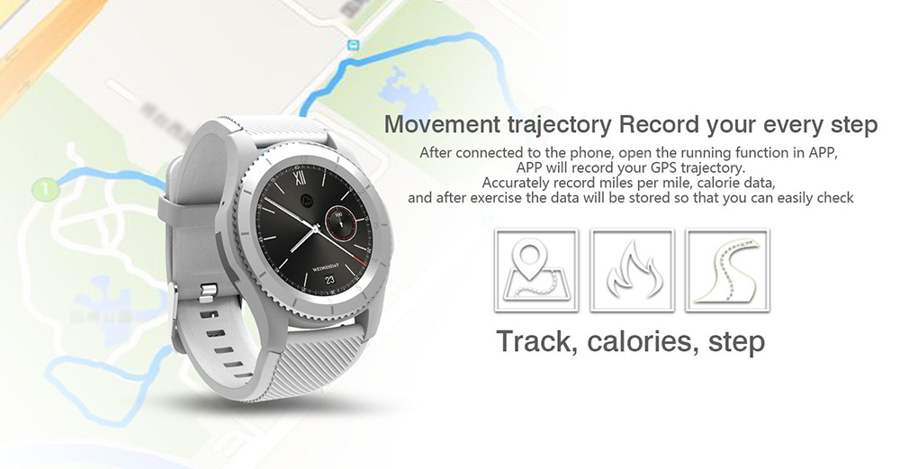 No.1 G8 Smart Watch Phone MTK2502 Bluetooth 4.0 SIM Card Call Message Reminder Heart Rate Monitor Compatible with Android IOS - Black