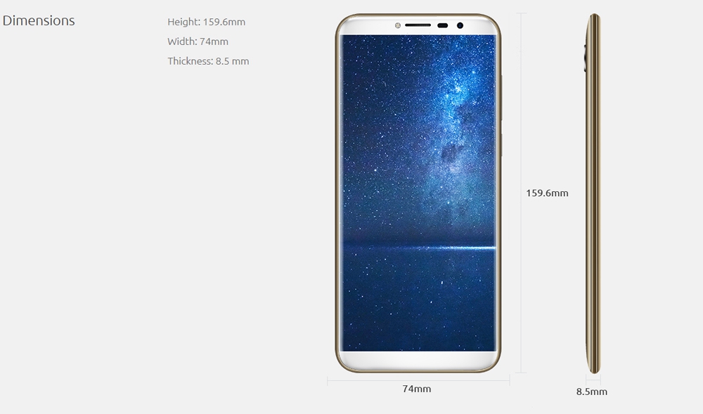 [HK Stock]Cubot X18 5.7 Inch Smartphone 18:9 HD Screen 16.0MP + 13.0MP Cam MT6737T Quad Core 3GB RAM 32GB ROM 4G LTE 3200mAh Touch ID - Gold