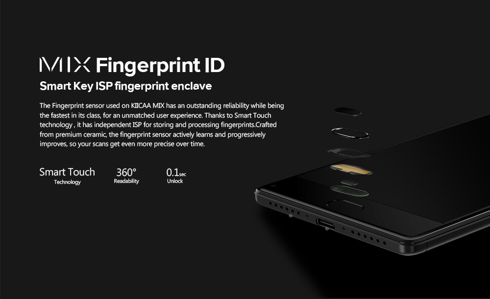 [HK Stock]Leagoo KIICAA MIX 5.5 Inch FHD Smartphone 3GB 32GB MT6750T Octa Core Dual Rear camera Android 7.0 Touch ID Type -C - Black