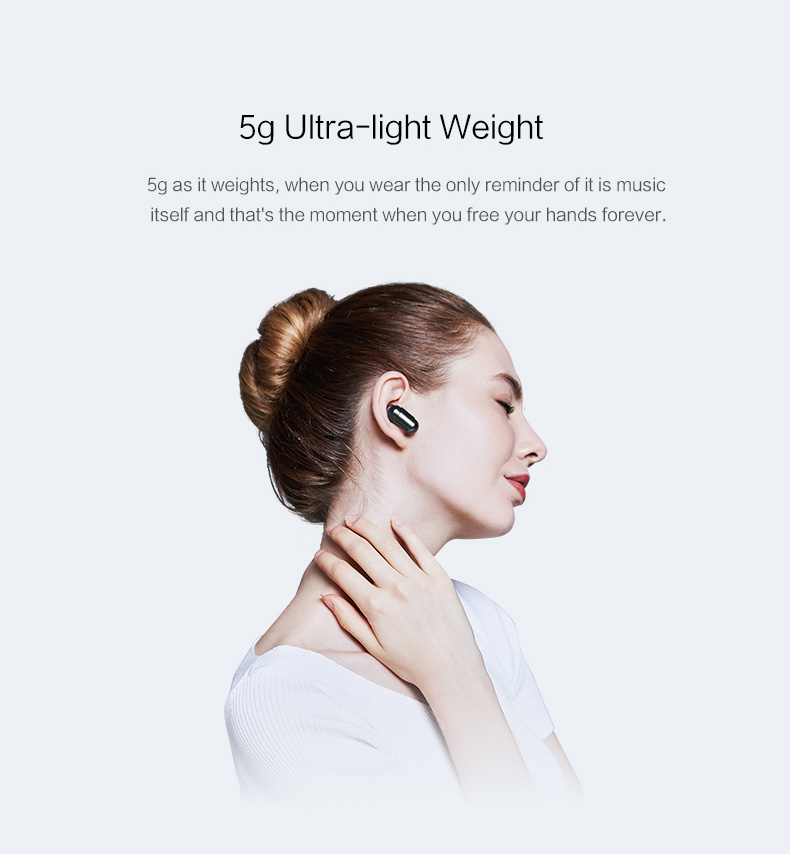 QCY Q12 Wireless Bluetooth Mini Headphone with Mic Noise Cancelling - Black