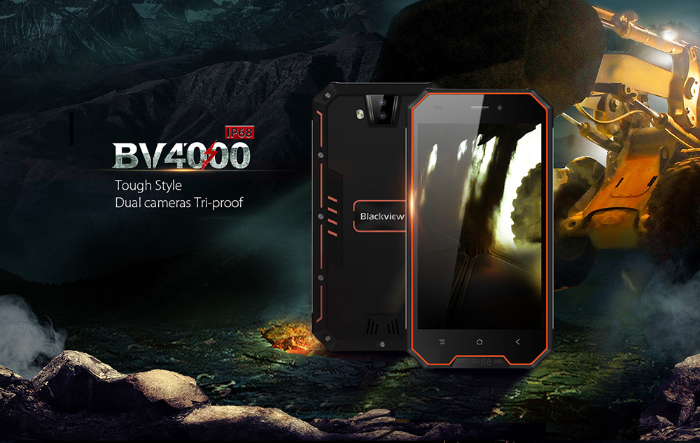 [HK Stock]Blackview BV4000 4.7 Inch IP68 waterproof Smartphone Corning Gorilla Glass 3 Screen Dual 8.0MP Rear Cam MT6580A Quad Core 8GB ROM Android 7.0 - Black