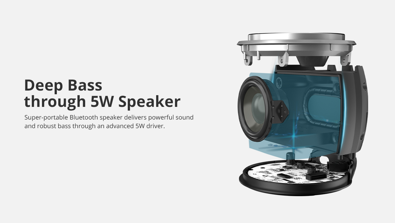 Tronsmart JAZZ Mini 5W Portable Bluetooth Speaker Wireless Bluetooth 4.2 Touch Control Speaker with Deep Bass LED Lights - Black