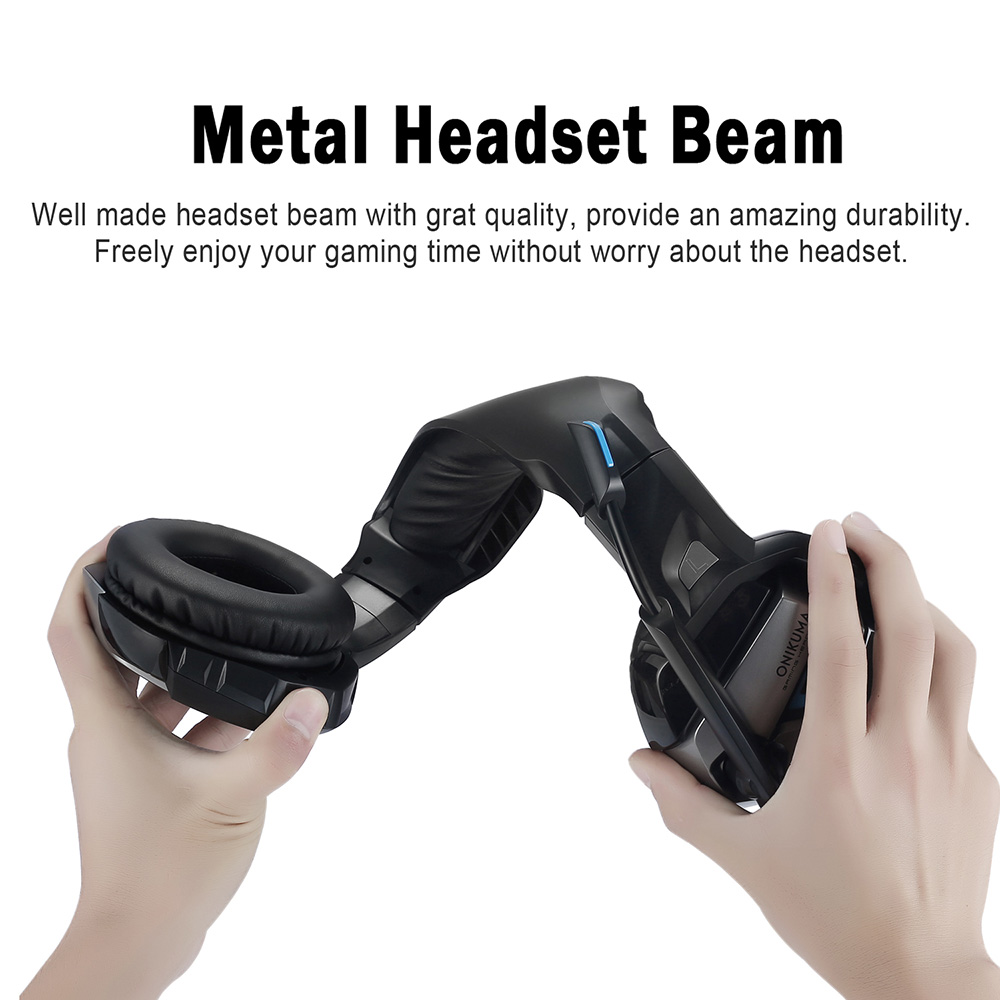 ONIKUMA K5 Gaming Headset with Mic Stereo USB LED Headphones for PS4 XBOX One PC Laptop Mac - Blue