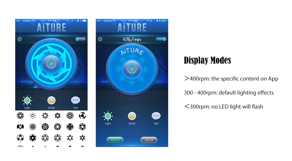 AiTURE Bluetooth 4.0 Three-blade Fidget Spinner APP Control Customizable LED Flash Patterns - Silver