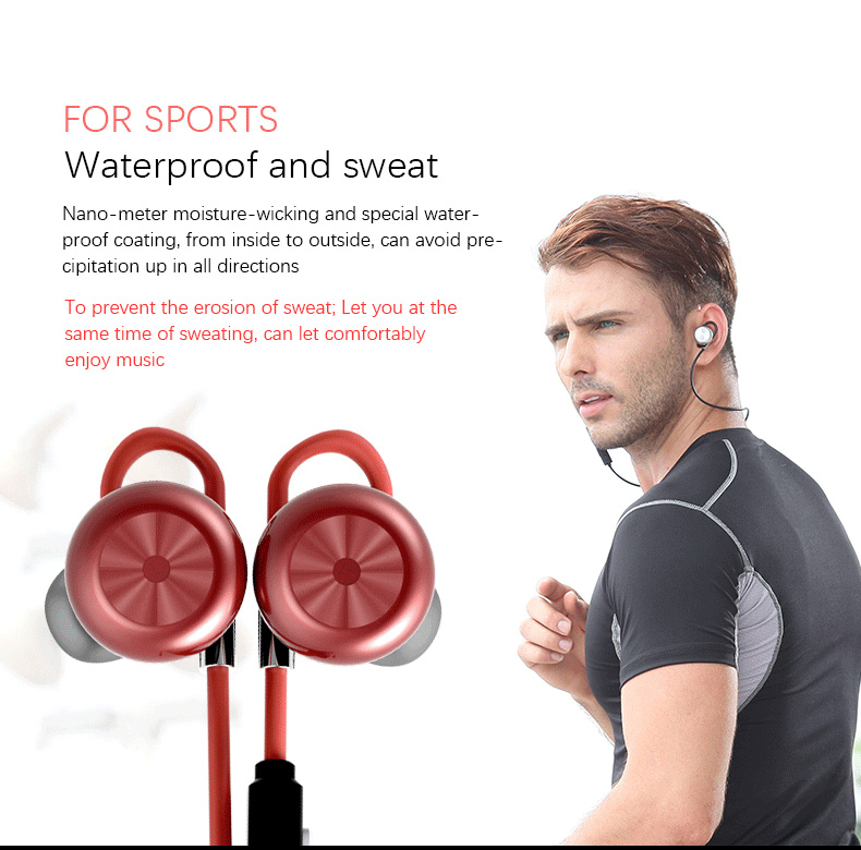 X9 Wireless Bluetooth Headphones with Mic IPX4 Magnetic Hi-Fi Stereo Sound Quality - Red