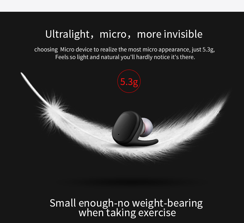 JH-S9100 Wireless Bluetooth Dual Headphones Touch Control Sweatproof with Charging Box - Black