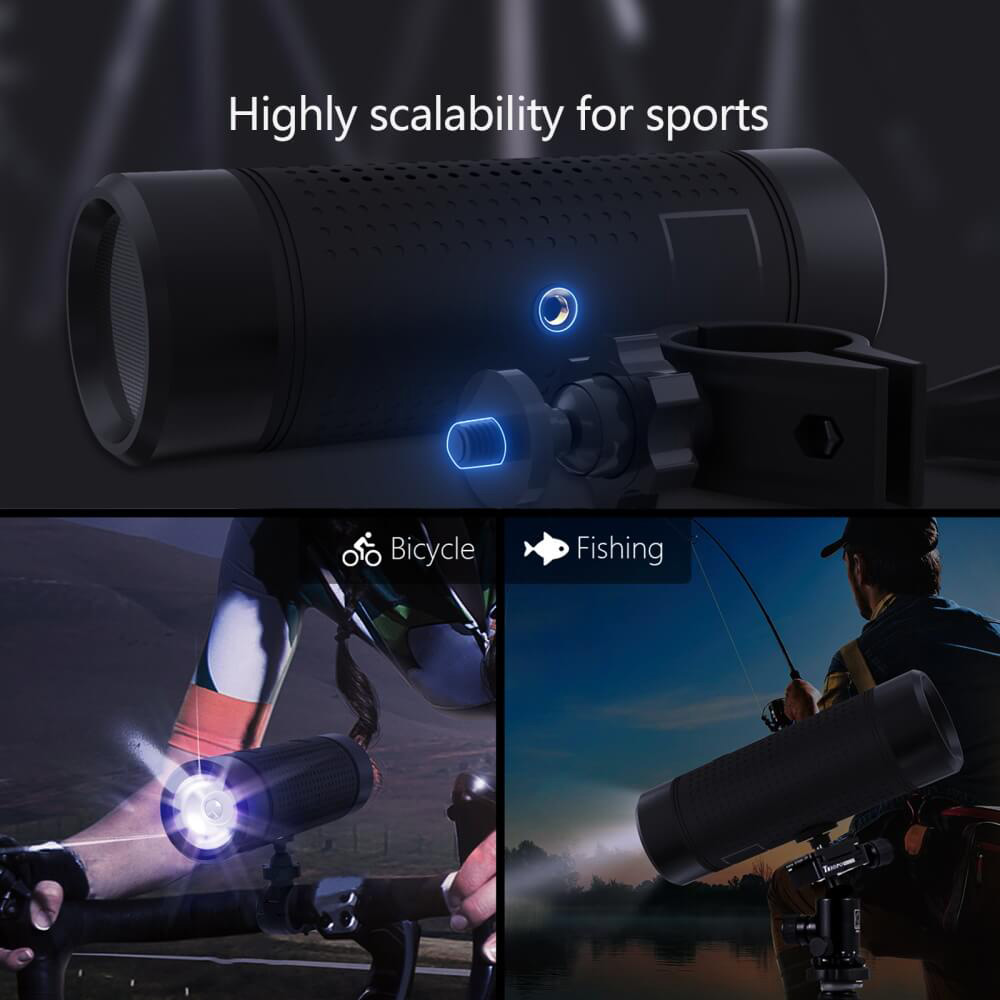 Jakcom OS2 Bluetooth Speaker IP56 Water-resistant with 5200mAh Power Bank Bike Mount LED Light - Black