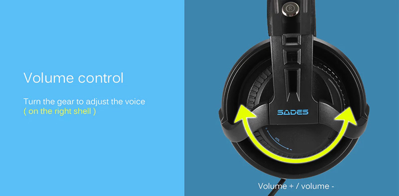 SADES R2 Gaming Headset with Mic Virtual 7.1 Surround Sound Noise-cancelling - Blue + Black