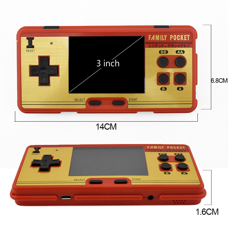 Portable Handheld Game Player Built in 638 Classic Games 8 Bit Retro Video Game Console Support AV Output - Red