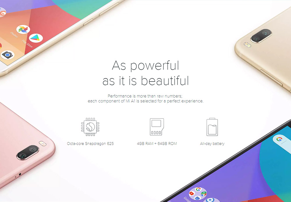 [HK Stock][Official Global Version]Xiaomi Mi A1 5.5 inch 4G LTE Smartphone Android One Dual Rear 12.0MP Cam Snapdragon 625 Octa Core 4G RAM 64GB ROM Touch ID IR Remote Control Full Metal Body - Black