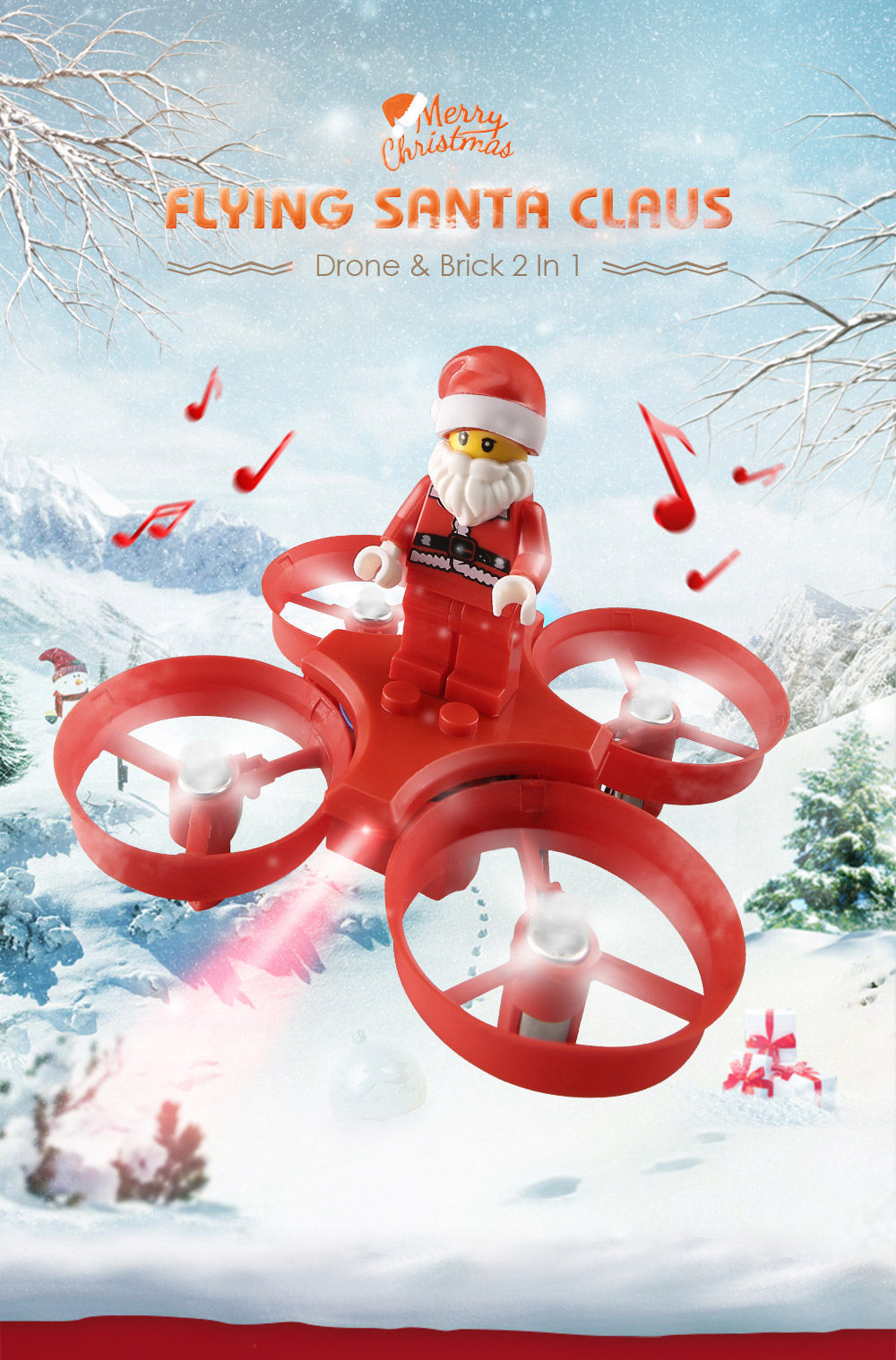 JJRC H67 Flying Santa Claus 2.4G 4CH 6-Axis Headless Mode Toy Brick RC Quadcopter RTF - Red