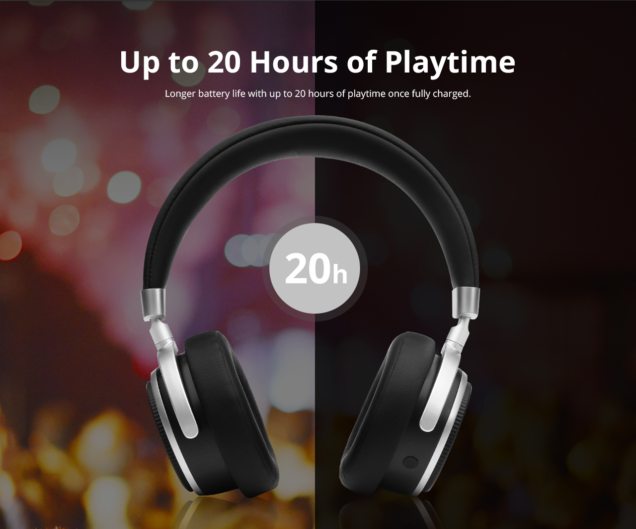 Tronsmart Arc Wireless Bluetooth Headphones with Superior Sound Quality Blue Ring Lights Intuitive Control