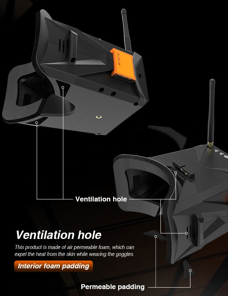 Rutforce VR008 5 Inches 5.8G 40CH Raceband 800x480 Diversity FPV Goggles with DVR Function Built-in Battery