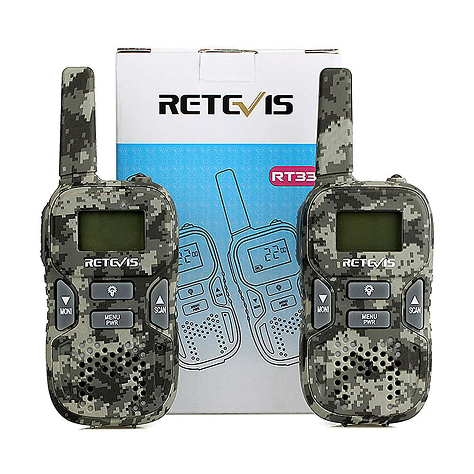 2PCS Retevis RT33 Kids Walkie Talkie Hf Radio 0.5W PMR FRS/GMRS 8/22CH VOX PTT Flashlight LCD Display -Black
