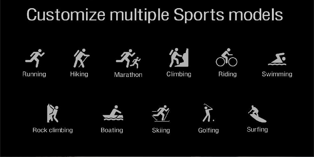 Makibe UPG06  Sport Smartwatch 1.21 Inch OLED Display GPS Bluetooth Heart Rate Monitor Fitness Tracker Smart Band with Compass - Black