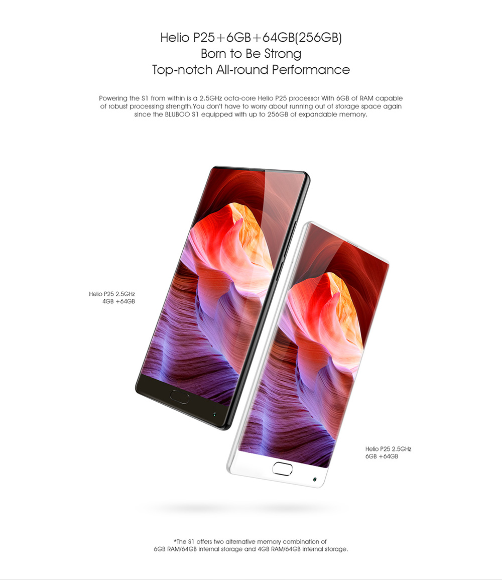 [HK Stock]BLUBOO S1 5.5 Inch 4G LTE Smartphone Corning Gorilla Glass Full Screen 4GB RAM 64GB ROM Helio P25 Dual Rear Camera Android 7.0 OTG Type-C 3500mAh - Black