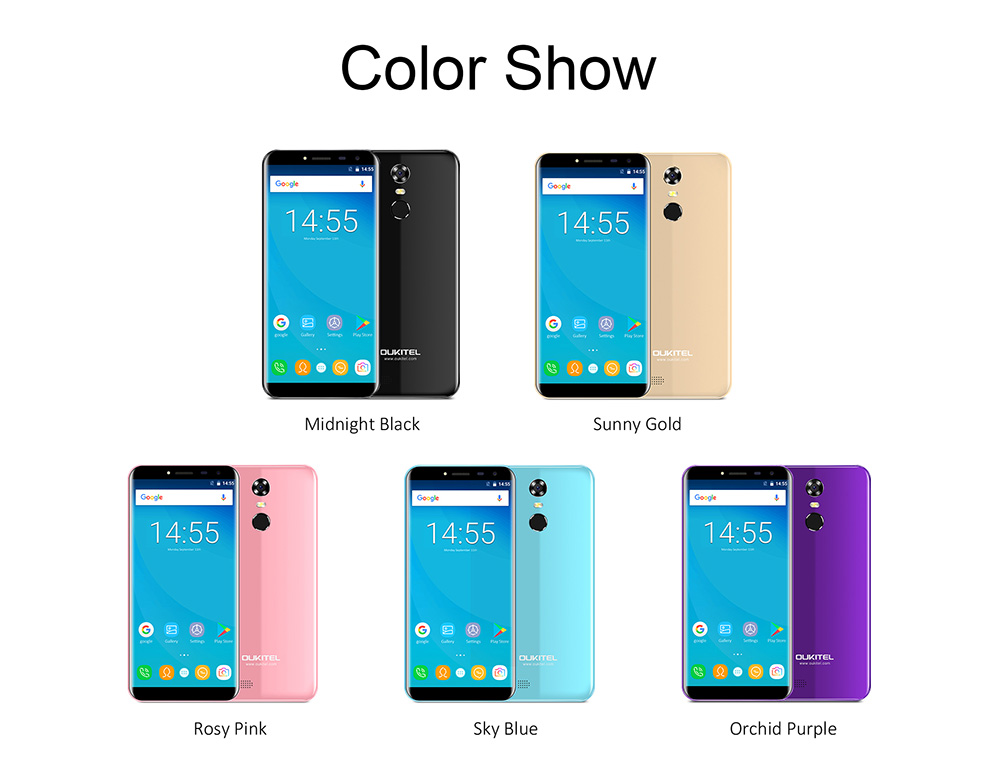 [HK Stock]Oukitel C8 5.5 Inch Smartphone HD 18:9 Aspect Ratio Screen 13.0MP Cam MTK6580A Quad Core 2GB RAM 16GB ROM Android 7.0 Touch ID 3000mAh - Pink
