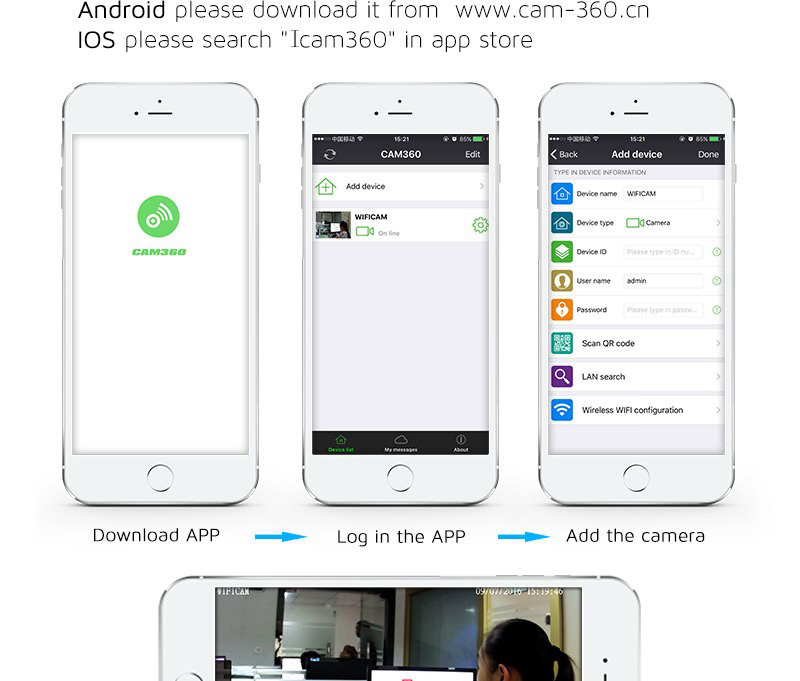 VESKYS C100 720P WiFi IP Camera 1.0MP CMOS Night Vision Motion Support 64GB TF Card Security Camera -White