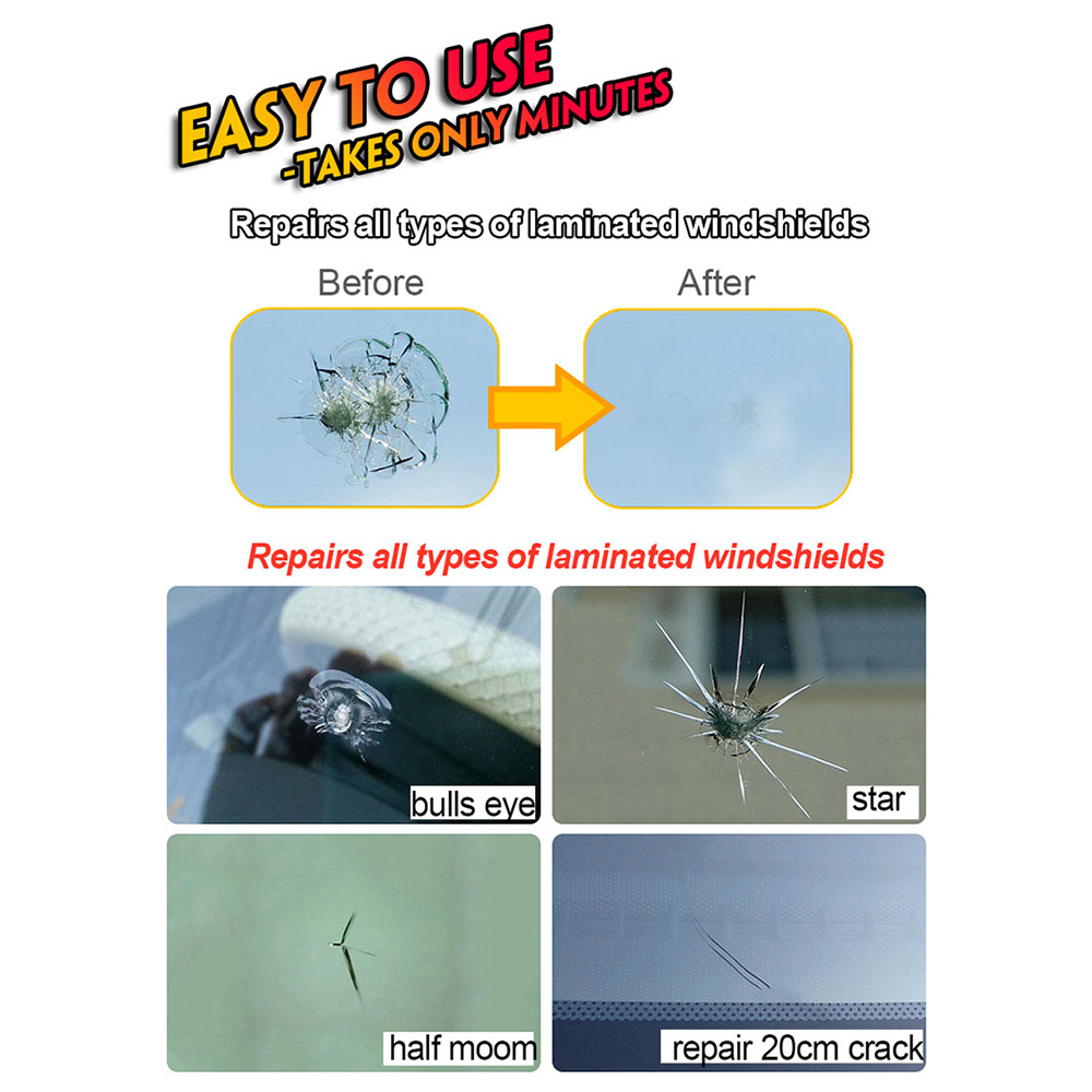 Car Windshield Repair Kit DIY Car Window Repair Tools Glass Scratch Windscreen Crack Restore Window Screen Polishing - Orange