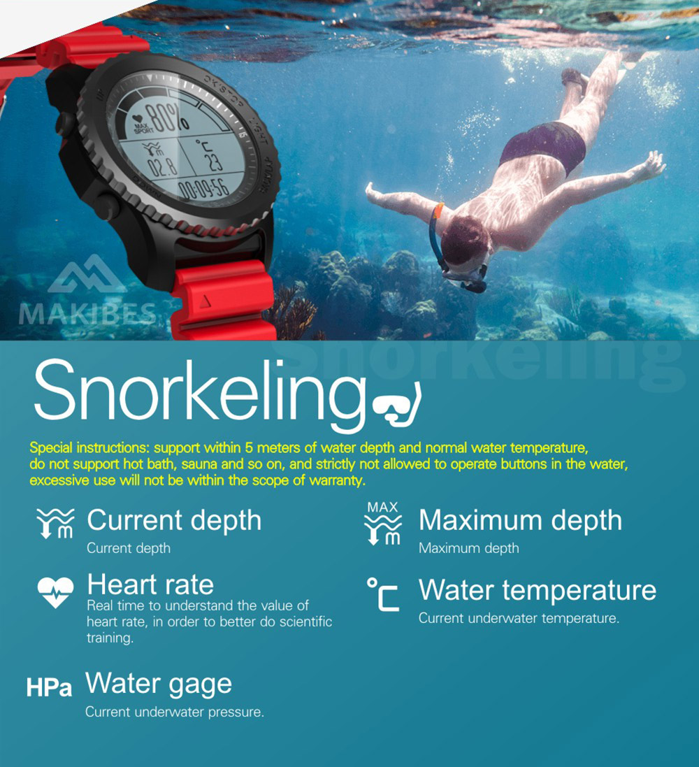 Makibes G07 IP68 Water Resistant Smart Sport Watch GPS Nordic4.0 IOS8 Android4.3 GPS Fitness - Black