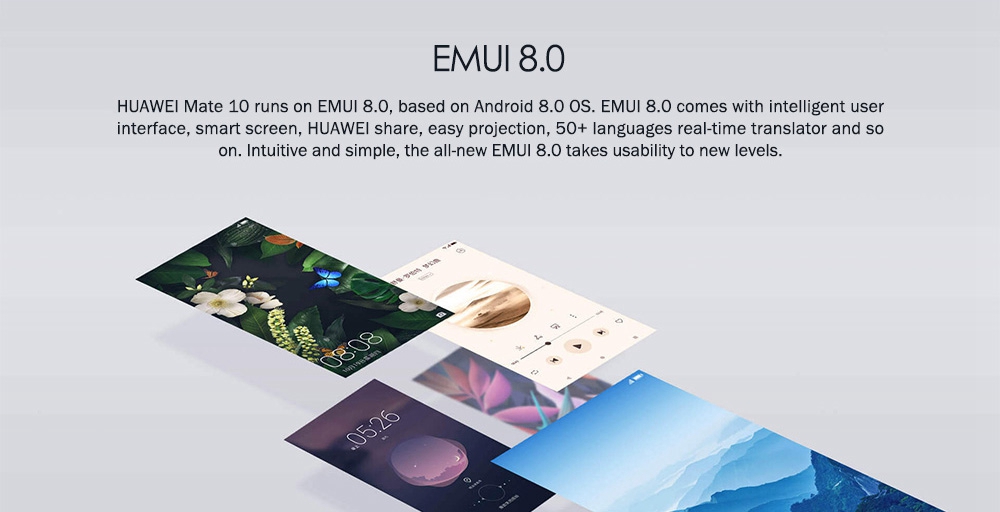 HUAWEI Mate 10 5.9 Inch Smartphone 2K Screen Android 8.0 4GB 64GB Kirin 970 20.0MP + 12.0MP Dual Rear Cam 4000mAh Four-sided Curved Glass Body  - Black