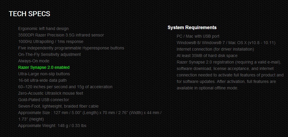 [HK Stock] Razer DeathAdder Wired Gaming Mouse Left-handed Edition Full Online Multilingual Packaging 3500 DPI - Black