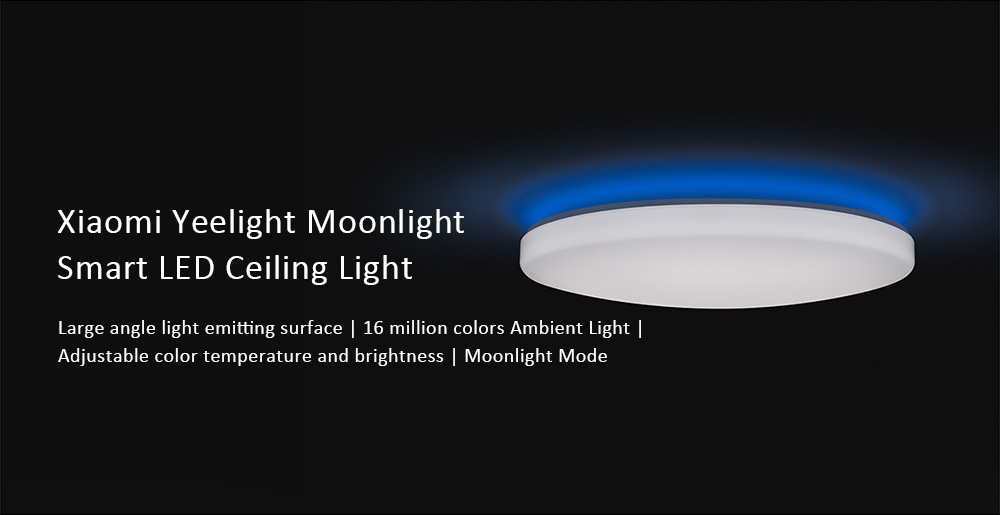 Xiaomi Yeelight Moonlight Smart Led Ceiling Light Bluetooth App Wireless Remote Control Ip50 Dustproof Multiple Scene Modes White Version 450x78mm