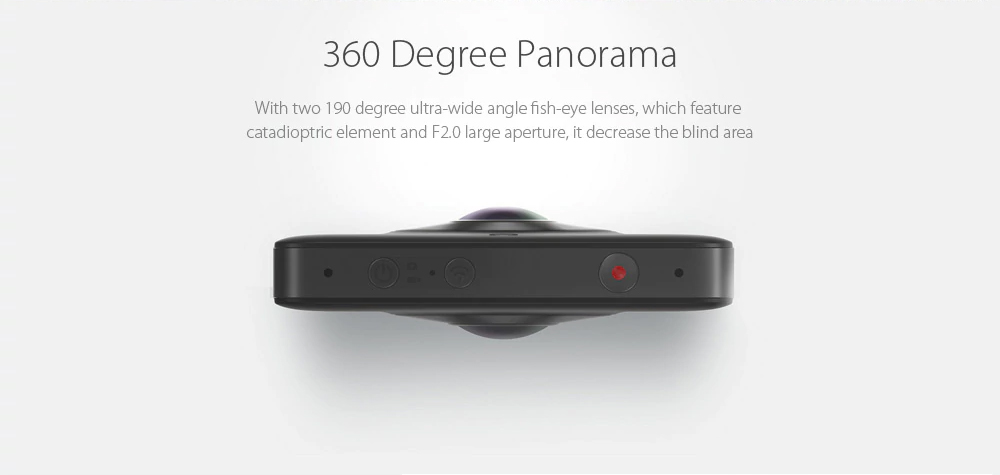 [Spain Stock] Xiaomi 360 Panorama Camera Ambarella A12 Sony IMX206 1/2.3 CMOS Sensor 23.88MP 3.5K Video 6-axis EIS IP67 - Black