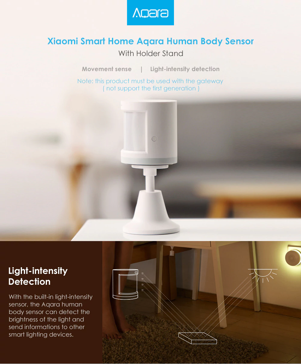 Xiaomi Mijia Aqara Body Sensor ZigBee WiFi Wireless Connection Work for Xiaomi Smart Home -White
