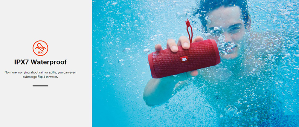 [HK Stock] JBL Flip 4 Wireless Bluetooth Speaker Music Kaleidoscope 4 Bass IPX7 Water-resistant - Red